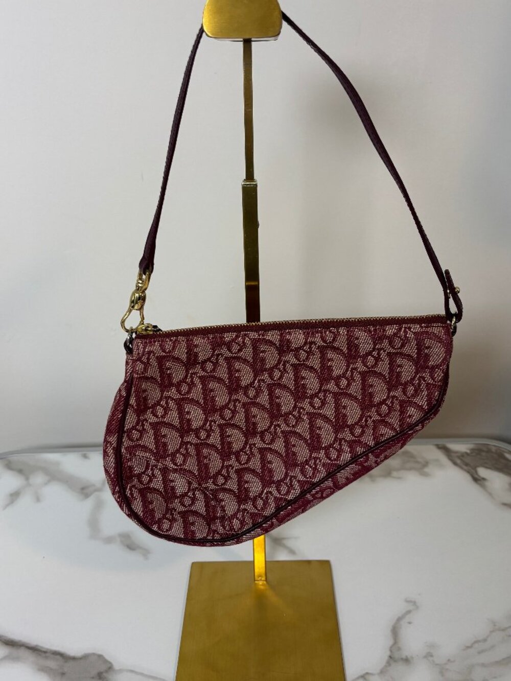 Dior Saddle Bag Burgundy Oblique Vintage